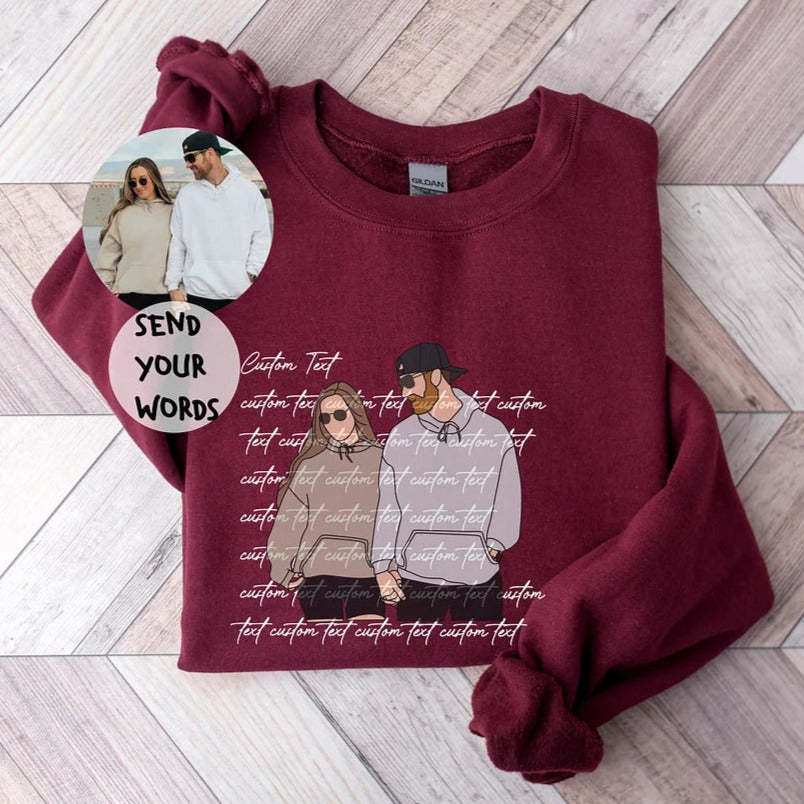 Confession Letter Custom portrait hoodie Couple Sweatshirt