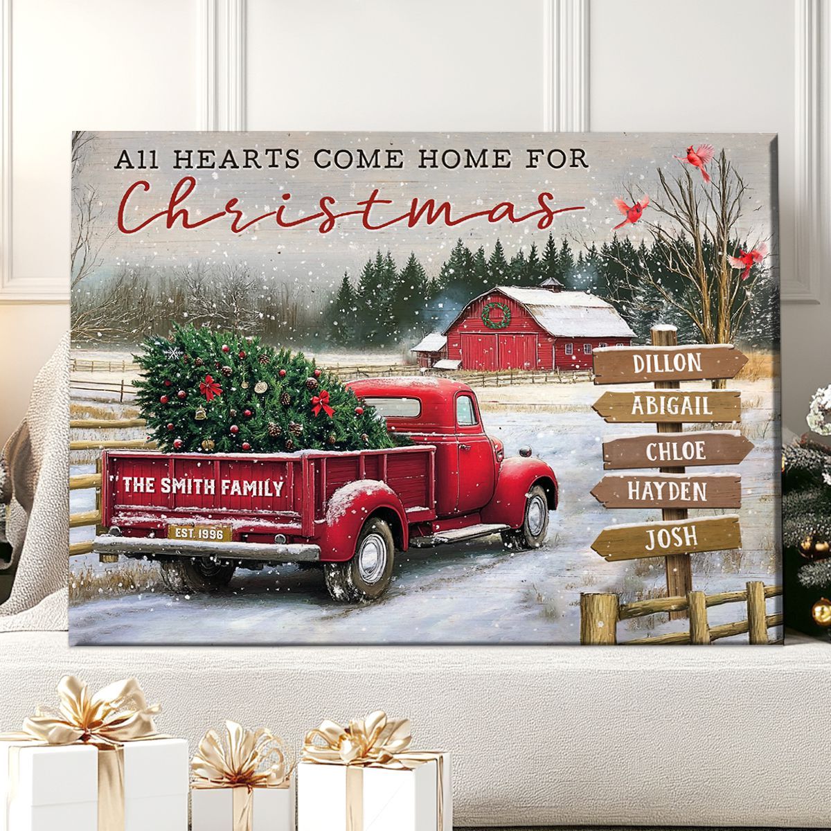 Custom Family Name Canvas Christmas Gifts