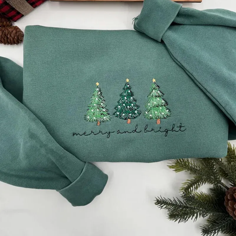 Merry and Bright Christmas Tree Sweatshirt