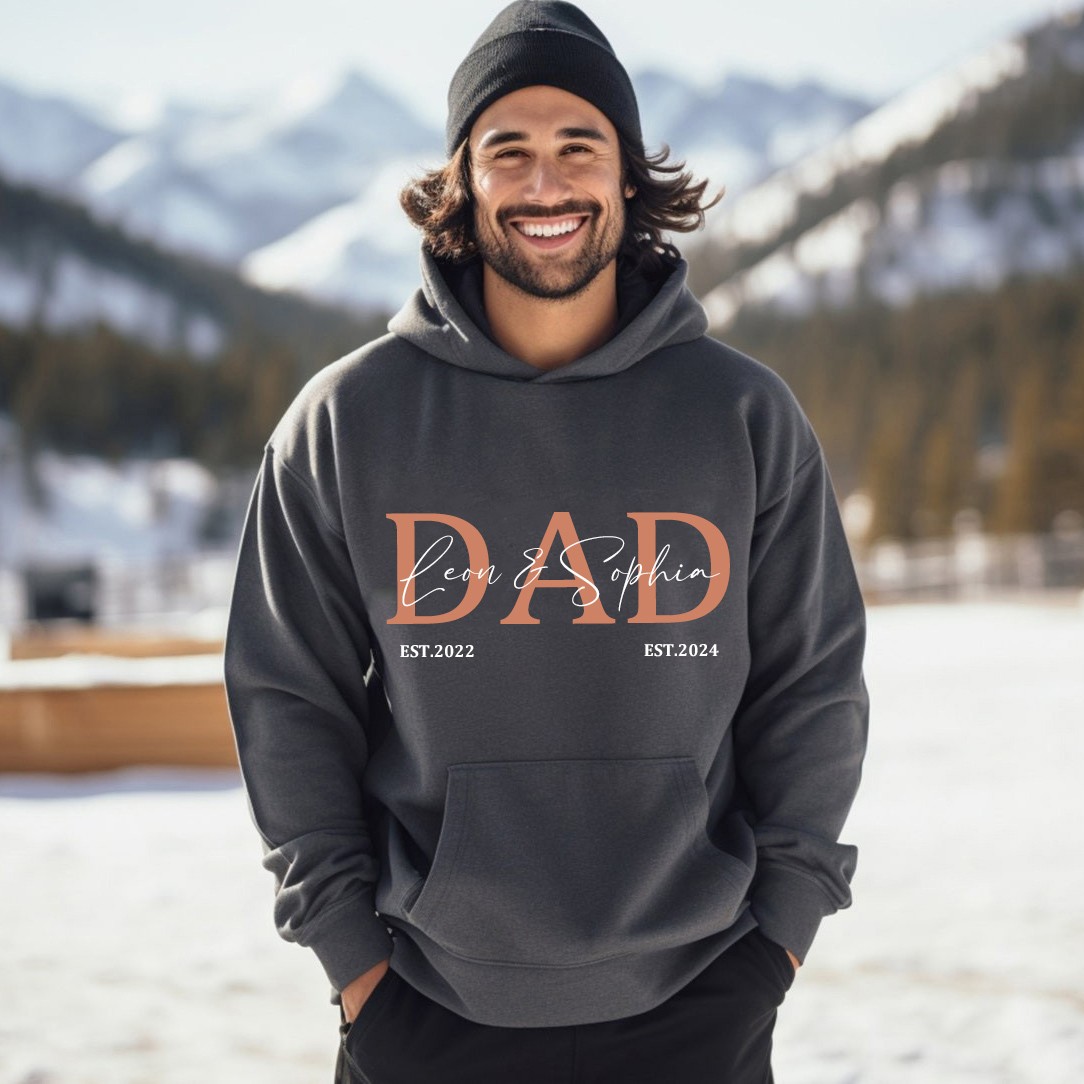 Personalised DAD Hoodie Sweatshirt with Kid's Names Father's Day Gift Cool Dad Gift