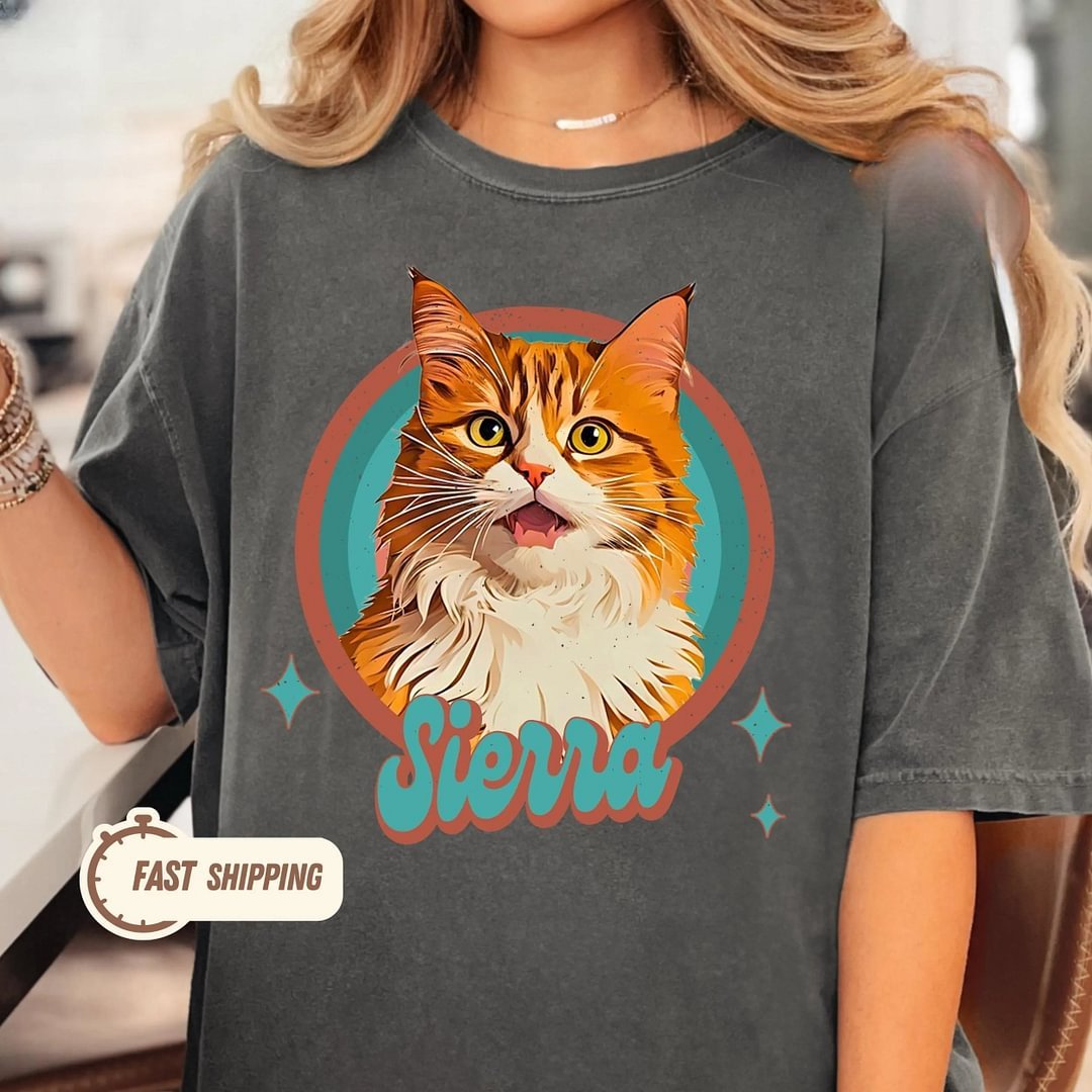 Vintage Retro Pet Shirt Pet Photo + Name Custom Dog Portrait Sweatshirt Hoodie T-shirt