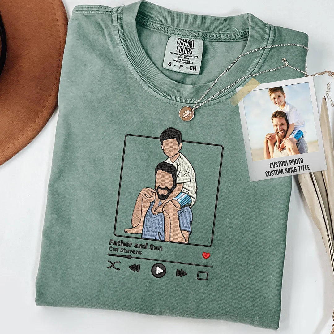 Embroidered Personalized Portrait from Your Photo With Favorite Song Music