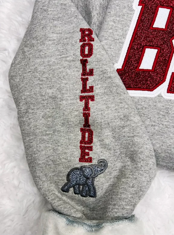 Custom Team Glitter Embroidered Sweatshirt Hoodie T-shirt