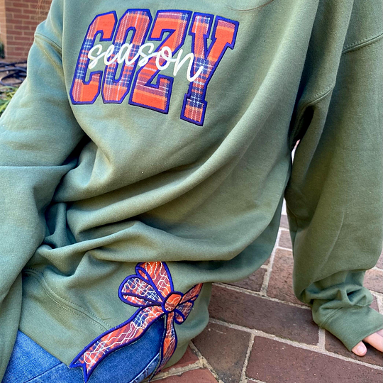 Cozy Season Side Bow Cut-Out Shirt , Plaid Fall Pullover , Cozy Season , Bow Cut-Out Shirt