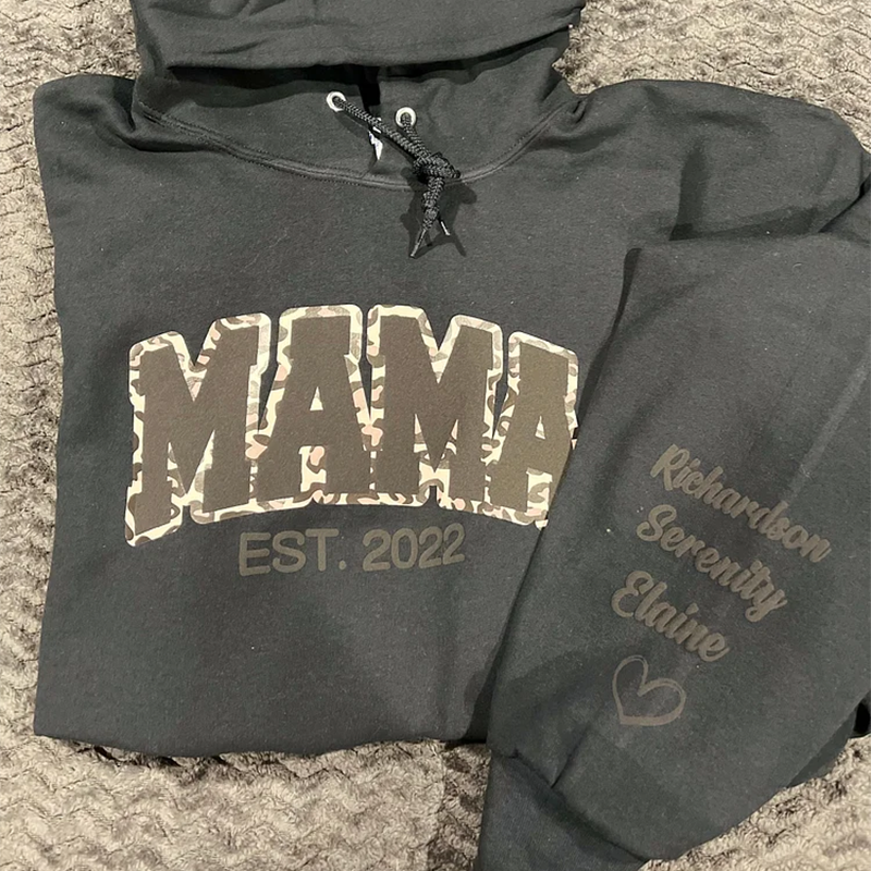 Custom Mama Leopard Puff Print Sweatshirt with Kids Name 