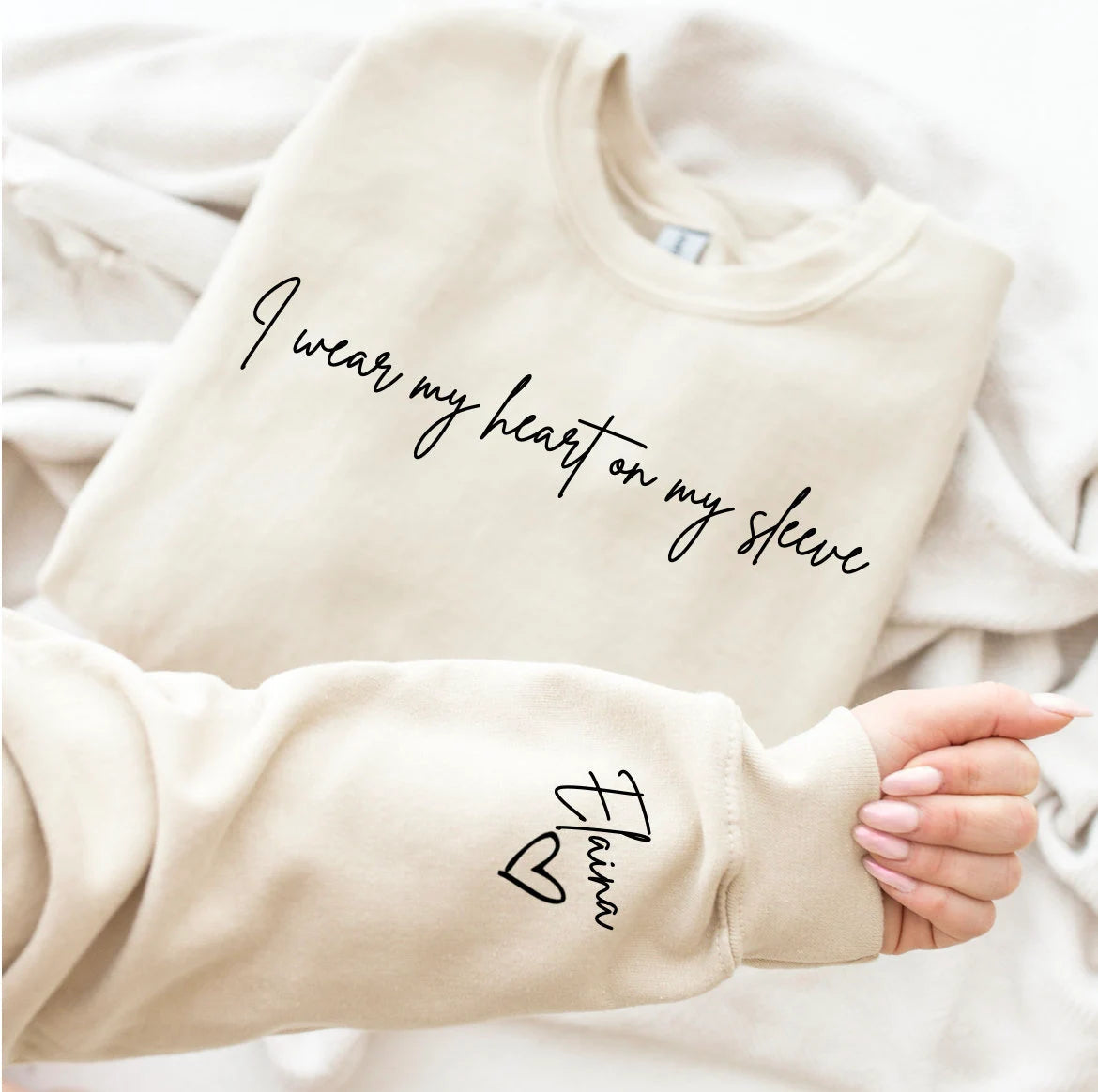 I Wear My Heart On My Sleeve, Custom T-Shirt,Sweatshirt&Hoodie, With Names On The Sleeve