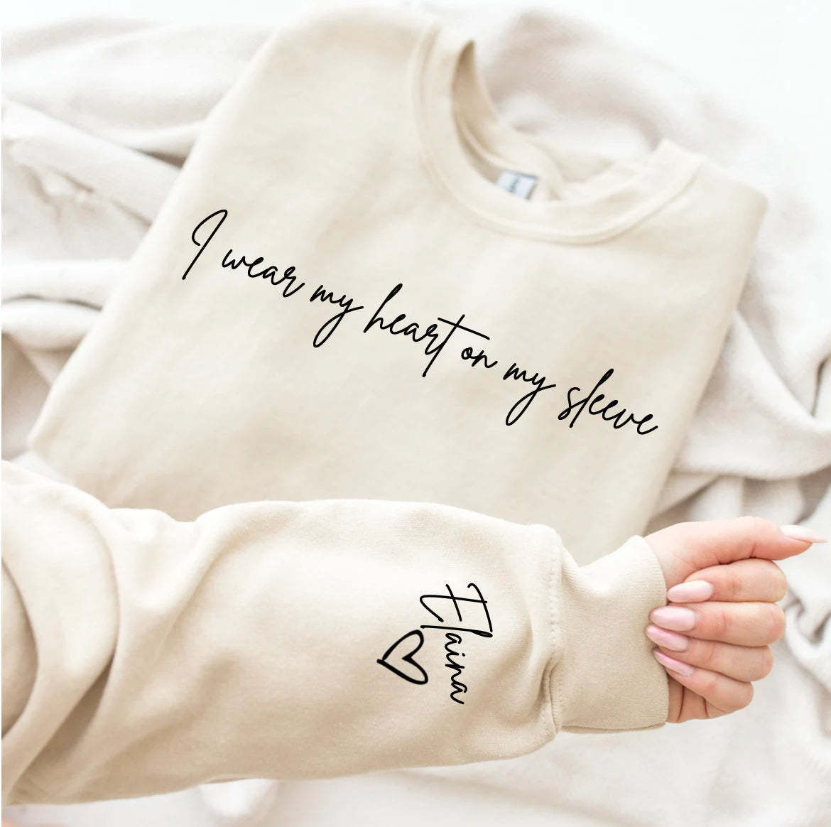 I Wear My Heart On My Sleeve, Custom T-Shirt,Sweatshirt&Hoodie, With Names On The Sleeve
