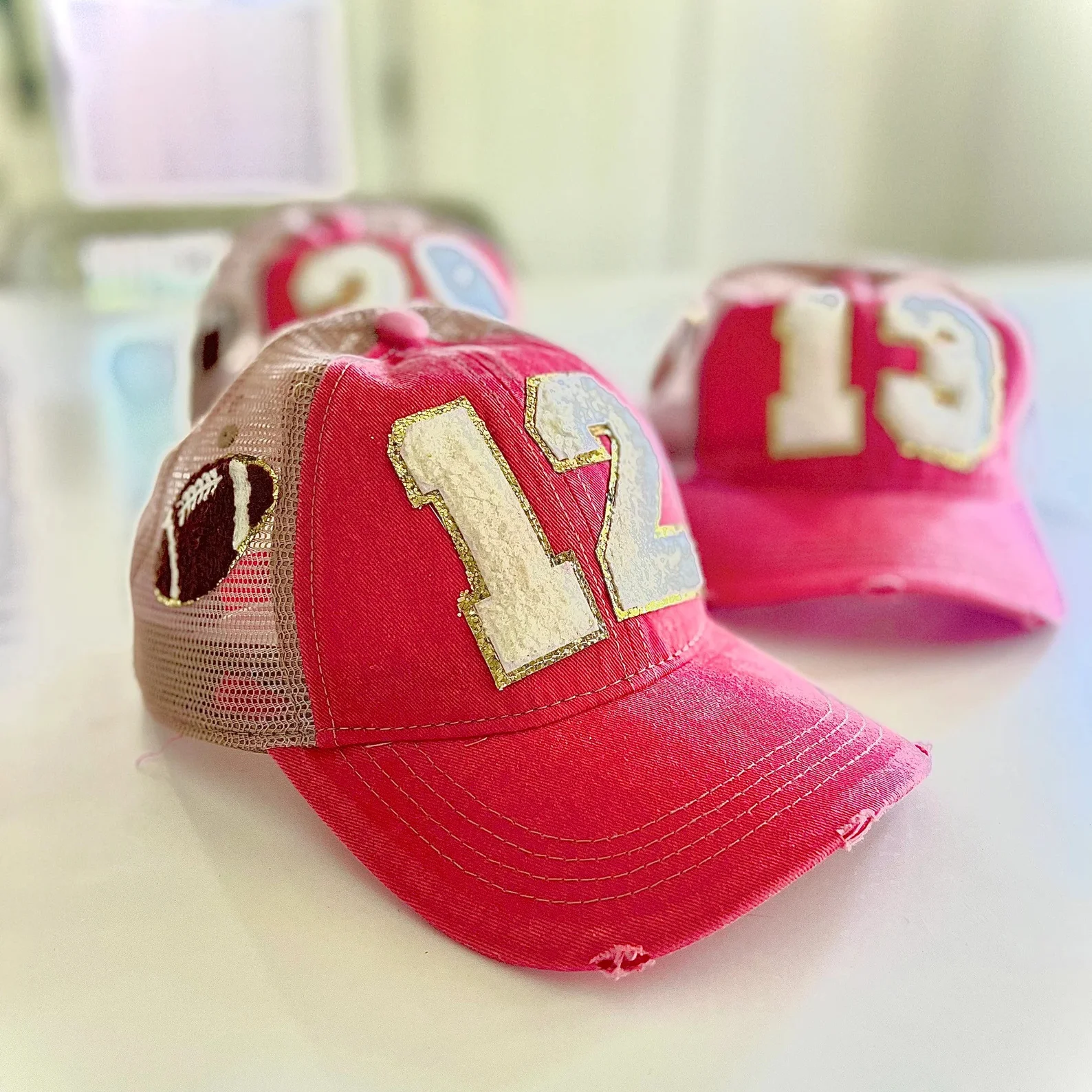 Custom Football Mom Number Hat - Number Patch Hat - Game Day Varsity Number Hat - Football Mom Gift