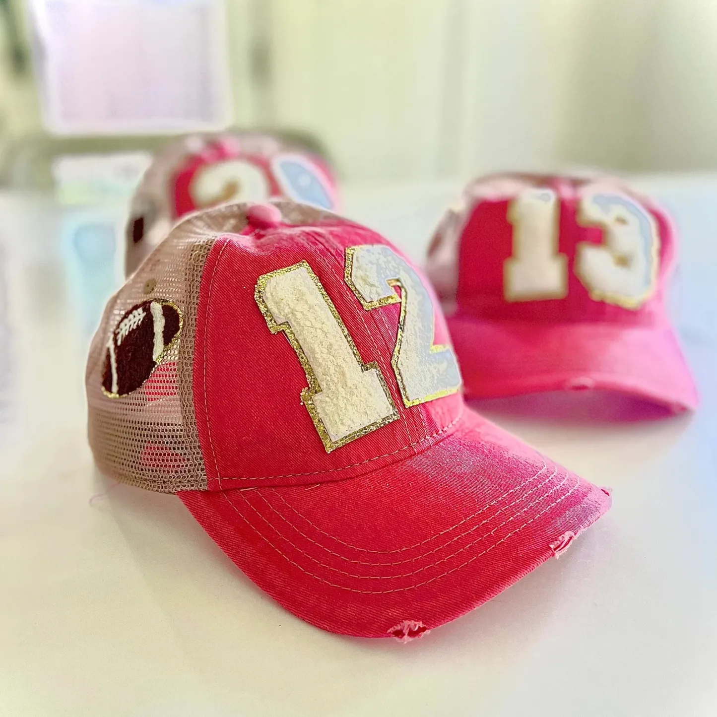 Custom Football Mom Number Hat - Number Patch Hat - Game Day Varsity Number Hat - Football Mom Gift