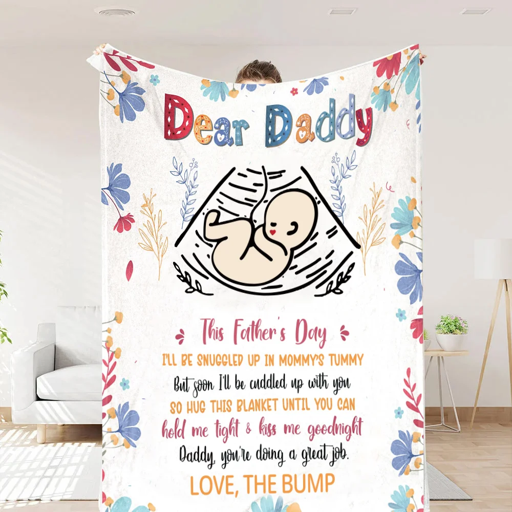 Dear Daddy Blanket, Happy Father's Day Blanket, Heart Blanket, Family Blanket，Soft Blanket