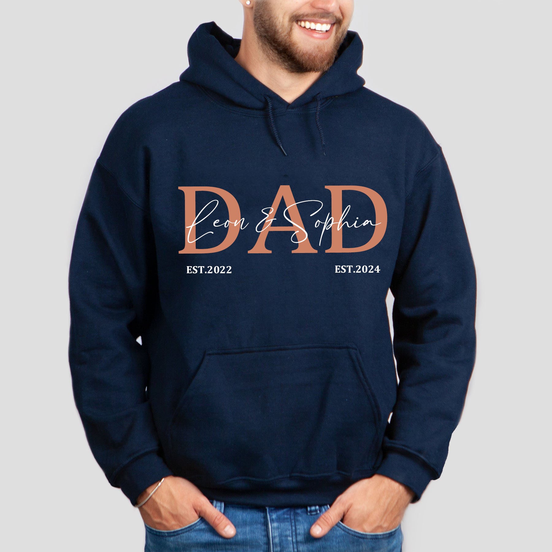 Personalised DAD Hoodie Sweatshirt with Kid's Names Father's Day Gift Cool Dad Gift