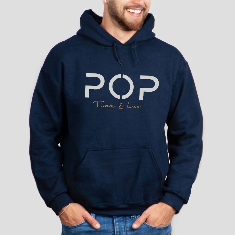 Personalised POP DAD Sweatshirt Hoodie with Kid's Names Father's Day Gift Cool Dad Gift