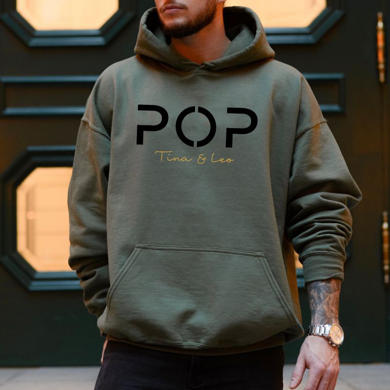 Personalised POP DAD Sweatshirt Hoodie with Kid's Names Father's Day Gift Cool Dad Gift