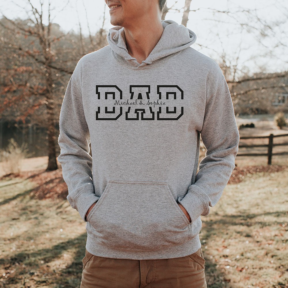 Personalised DAD Sweatshirt Hoodie with Kid's Names Father's Day Gift For Him