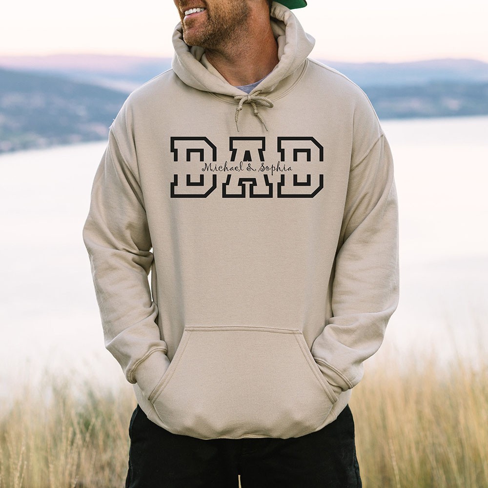 Personalised DAD Sweatshirt Hoodie with Kid's Names Father's Day Gift For Him