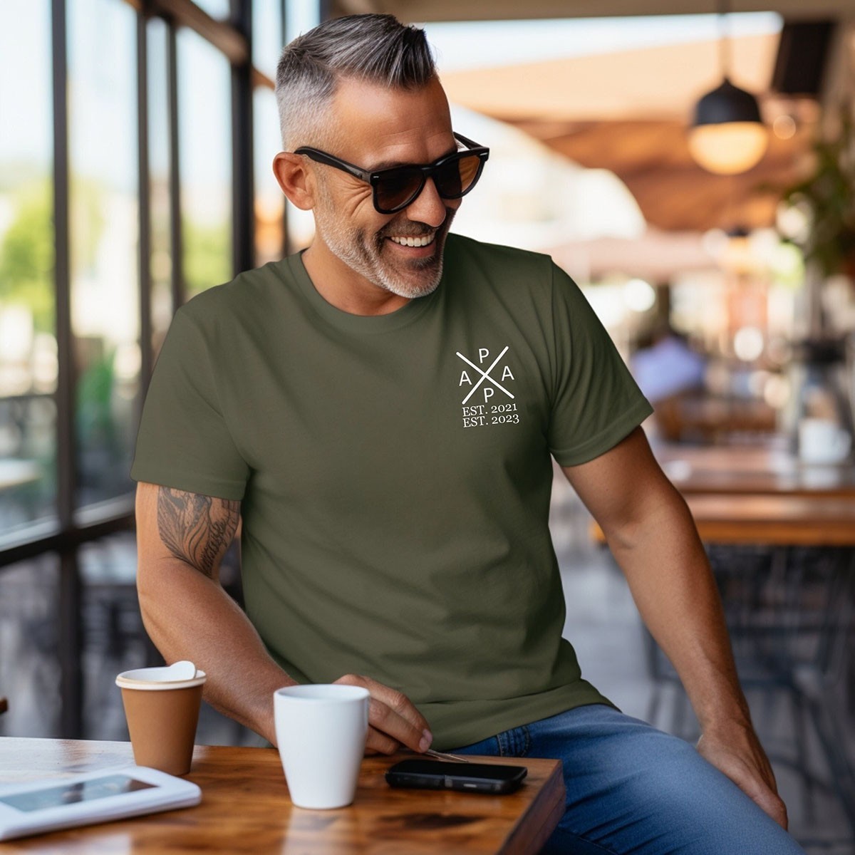 Personalised DAD T-shirt with the Child's Names and EST Father's Day Gift