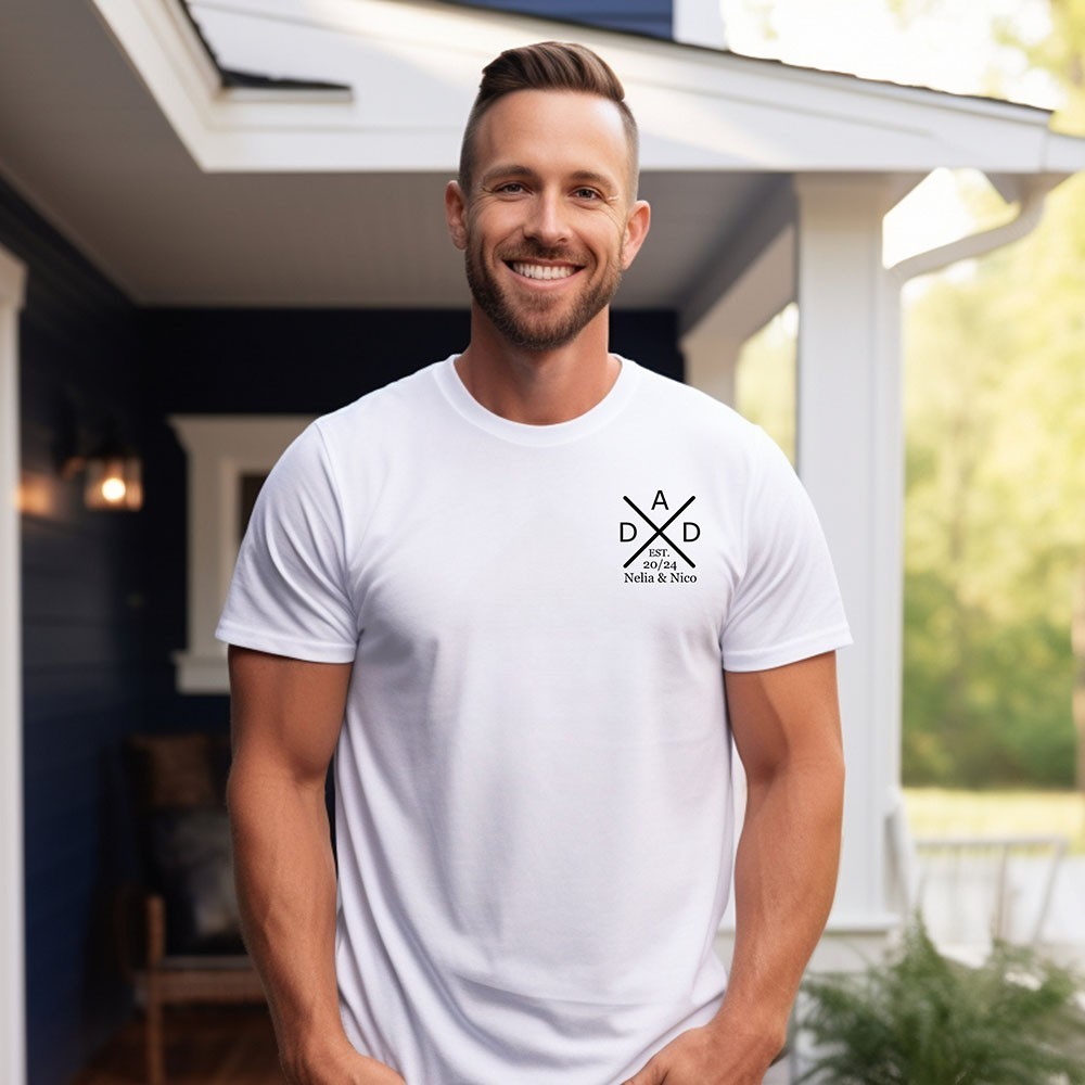 Personalised DAD T-shirt with the Child's Names and EST Father's Day Gift