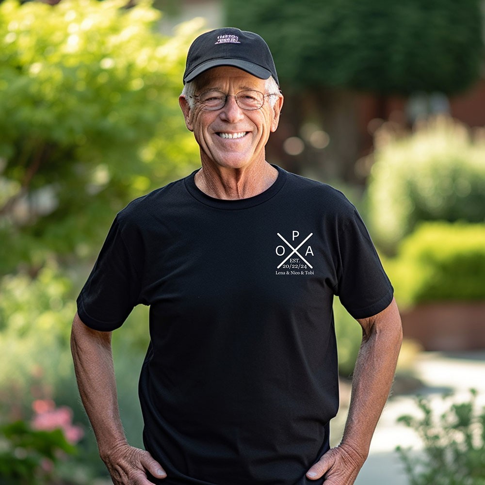 Personalised OPA DAD T-shirt with the Child's Names and EST Father's Day Gift