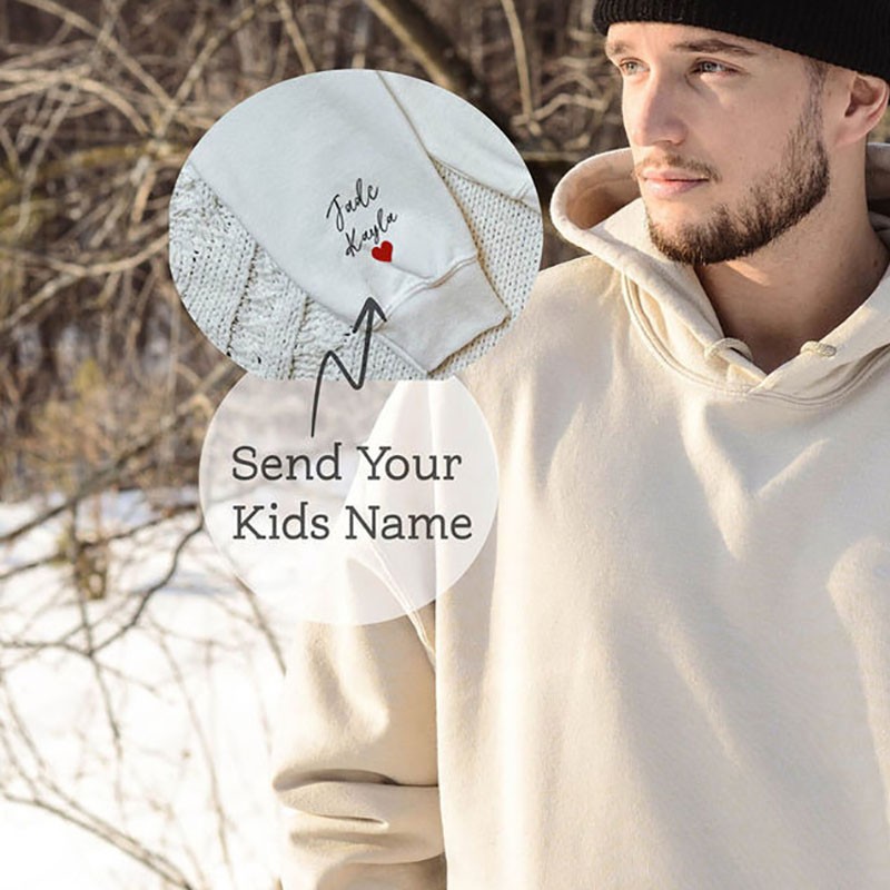 Personalised DAD GRANDDAD POP EST Sweatshirt with Kids' Names on Sleeve Father's Day Gift
