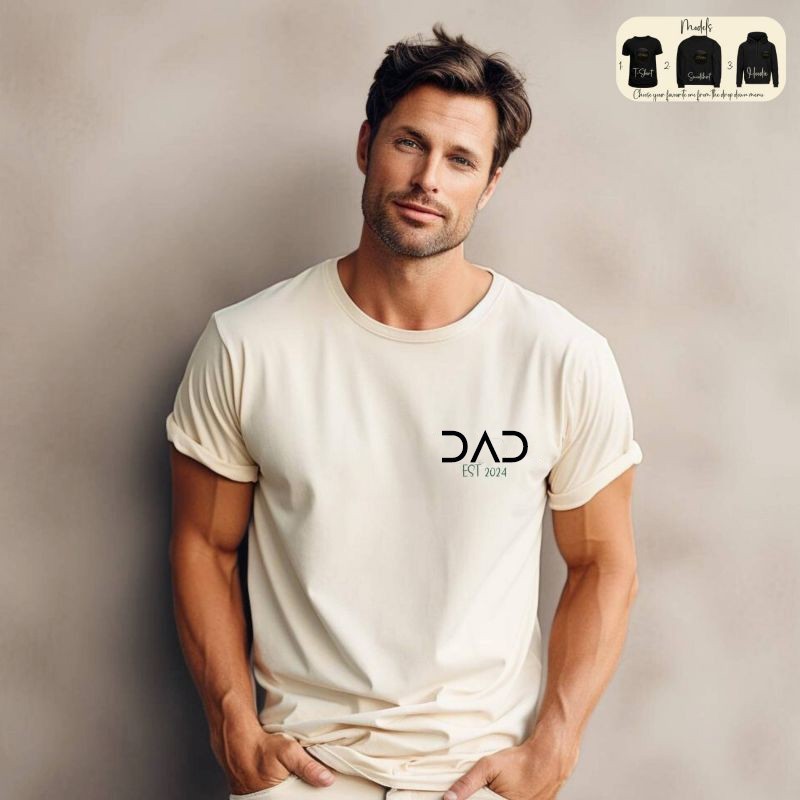 Personalised POP DAD EST Sweatshirt with Kids' Names on Sleeve Father's Day Gift