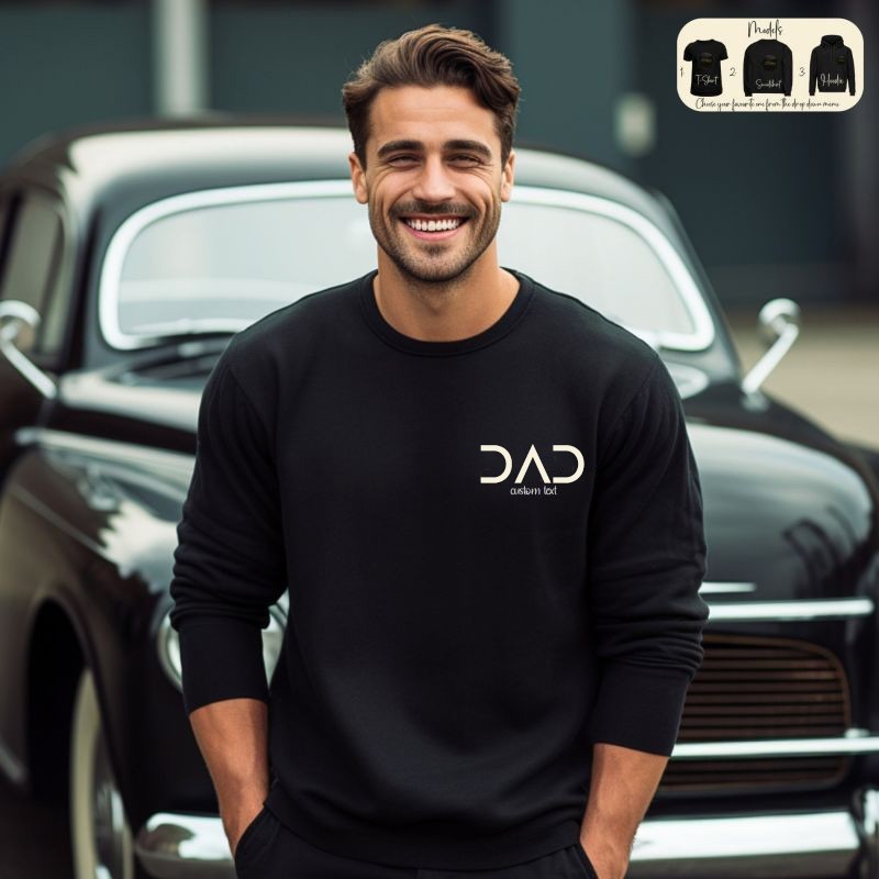 Personalised POP DAD EST Sweatshirt with Kids' Names on Sleeve Father's Day Gift
