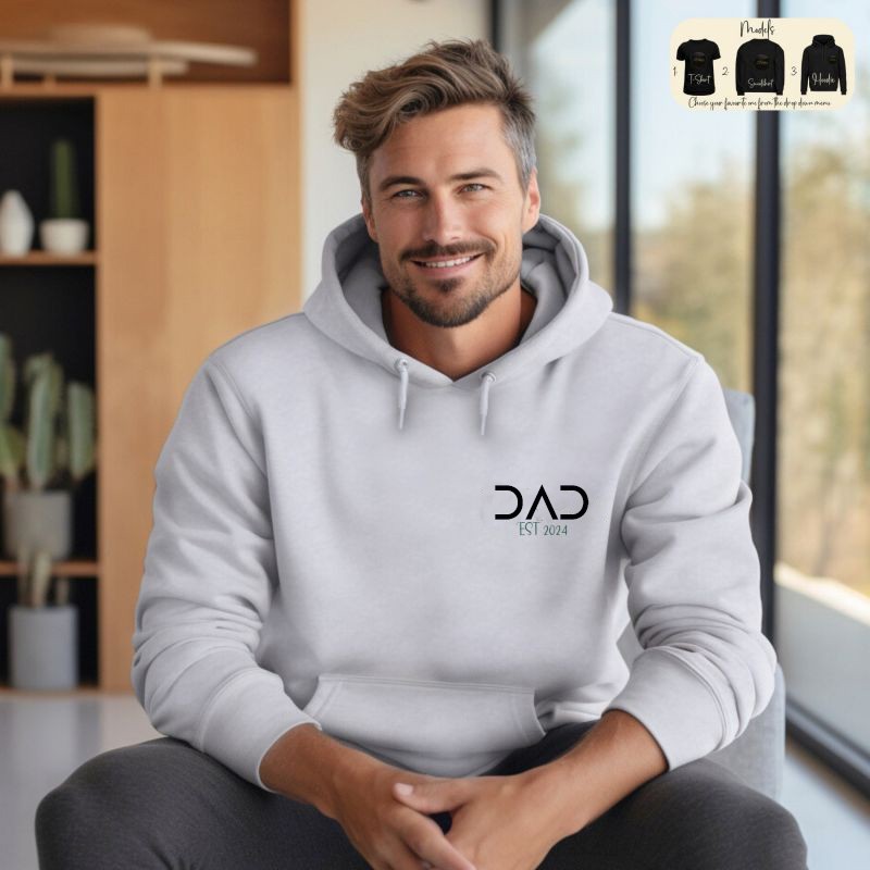 Personalised POP DAD EST Sweatshirt with Kids' Names on Sleeve Father's Day Gift