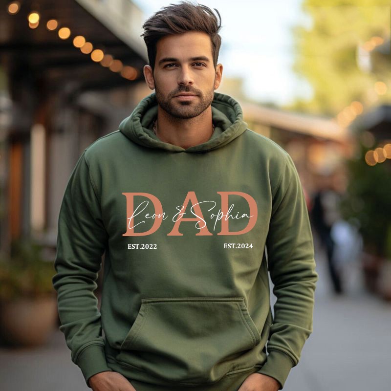 Personalised DAD Hoodie Sweatshirt with Kid's Names Father's Day Gift Cool Dad Gift
