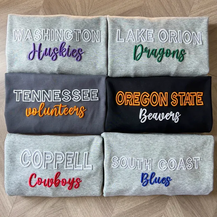 Custom 3D PUFF Embroidery College Team Sweatshirt