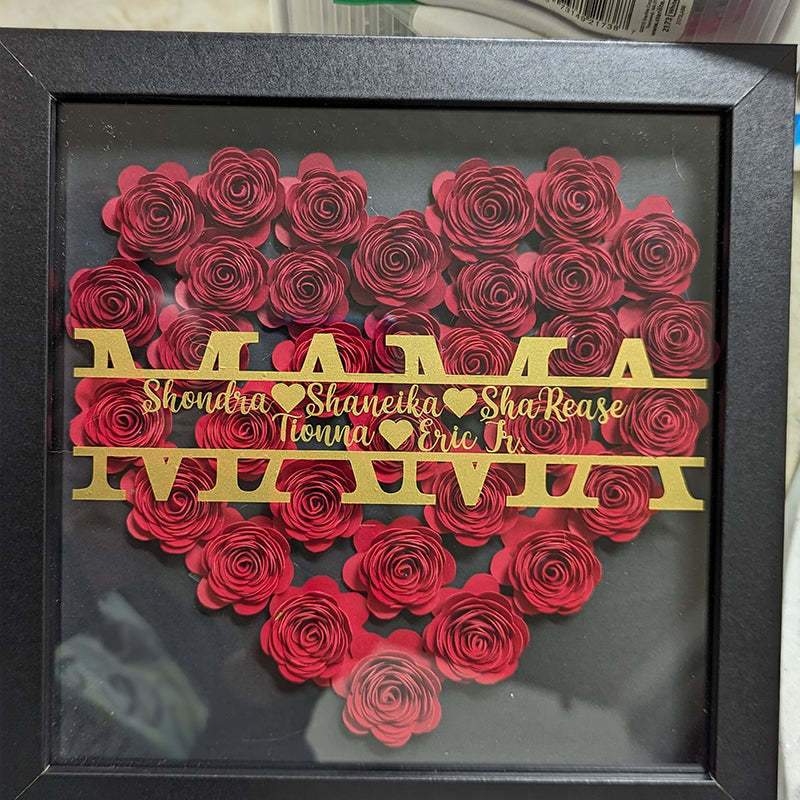 Heart roses shadow box for mama, Mother’s Day