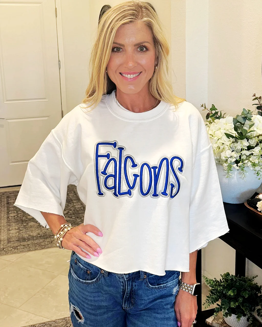 Custom Cropped Double 3D Puff Embroidered Sweatshirt