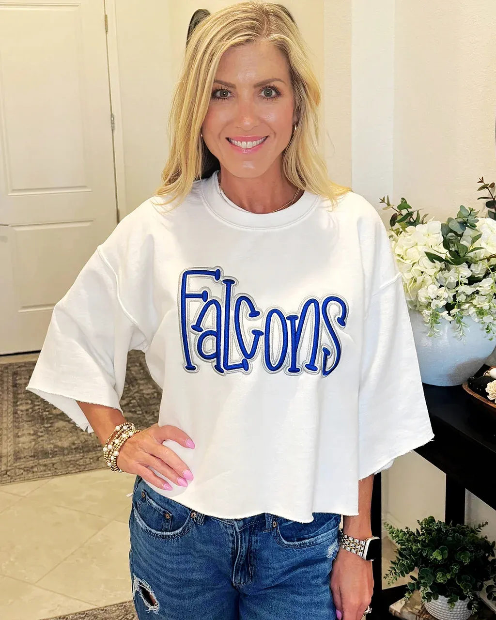 Custom Cropped Double 3D Puff Embroidered Sweatshirt