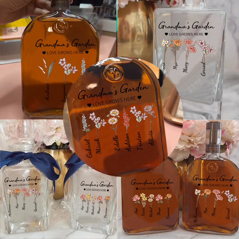 Custom Whiskey Bottles With Month Flowers