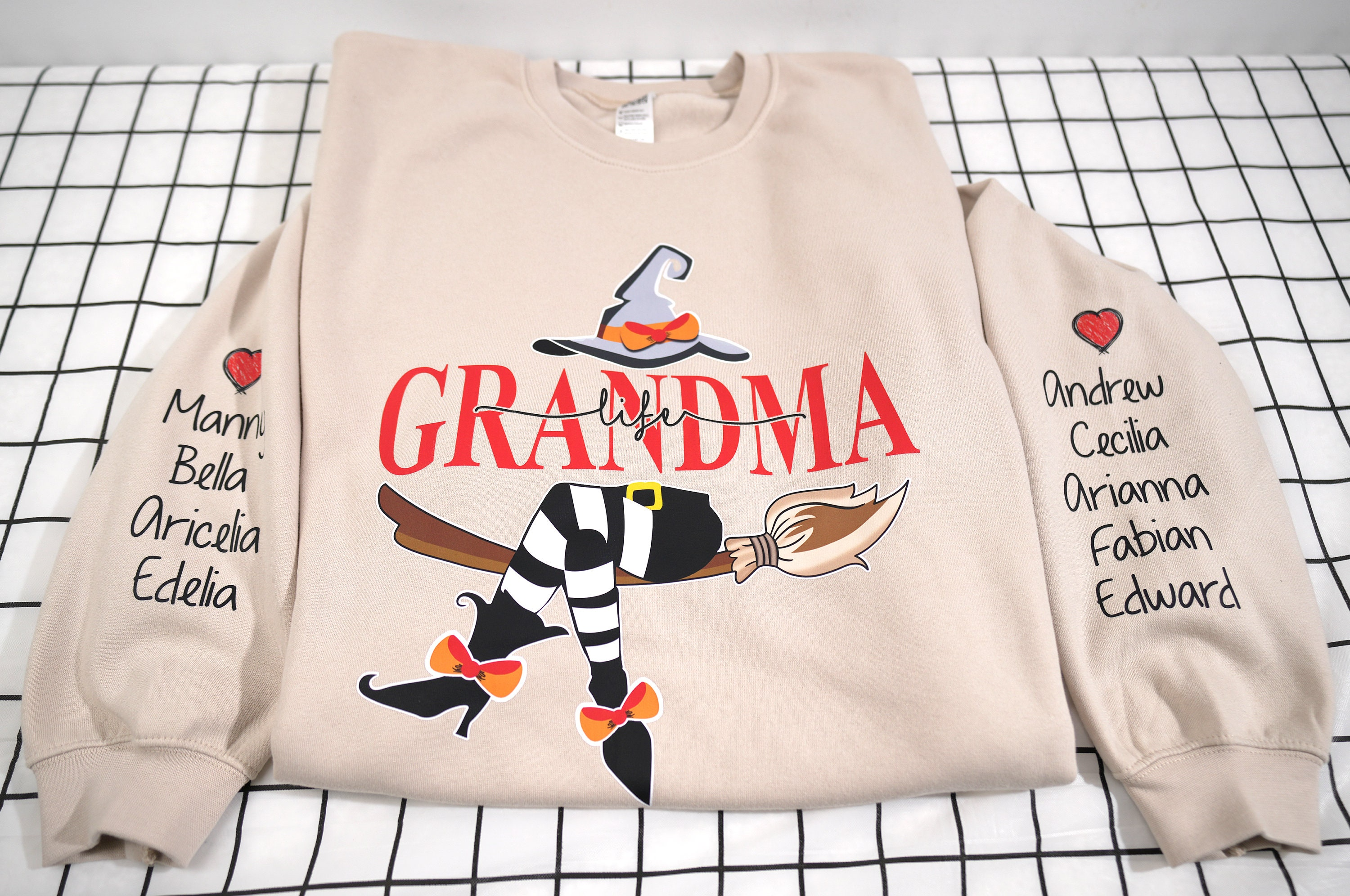 Grandma Life Witch Sweatshirt, Custom Grandma & Kids Halloween, Gift For Grandma Sweatshirt