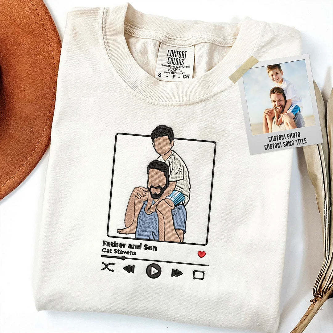 Embroidered Personalized Portrait from Your Photo With Favorite Song Music