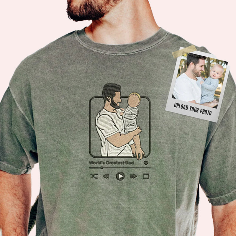 Embroidered Personalized Portrait from Your Photo With Favorite Song Music