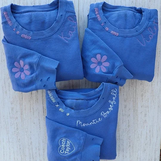 VINTAGE CUSTOM CREW-Custom Embroidered Hand Distressed Crew Neck Sweatshirt