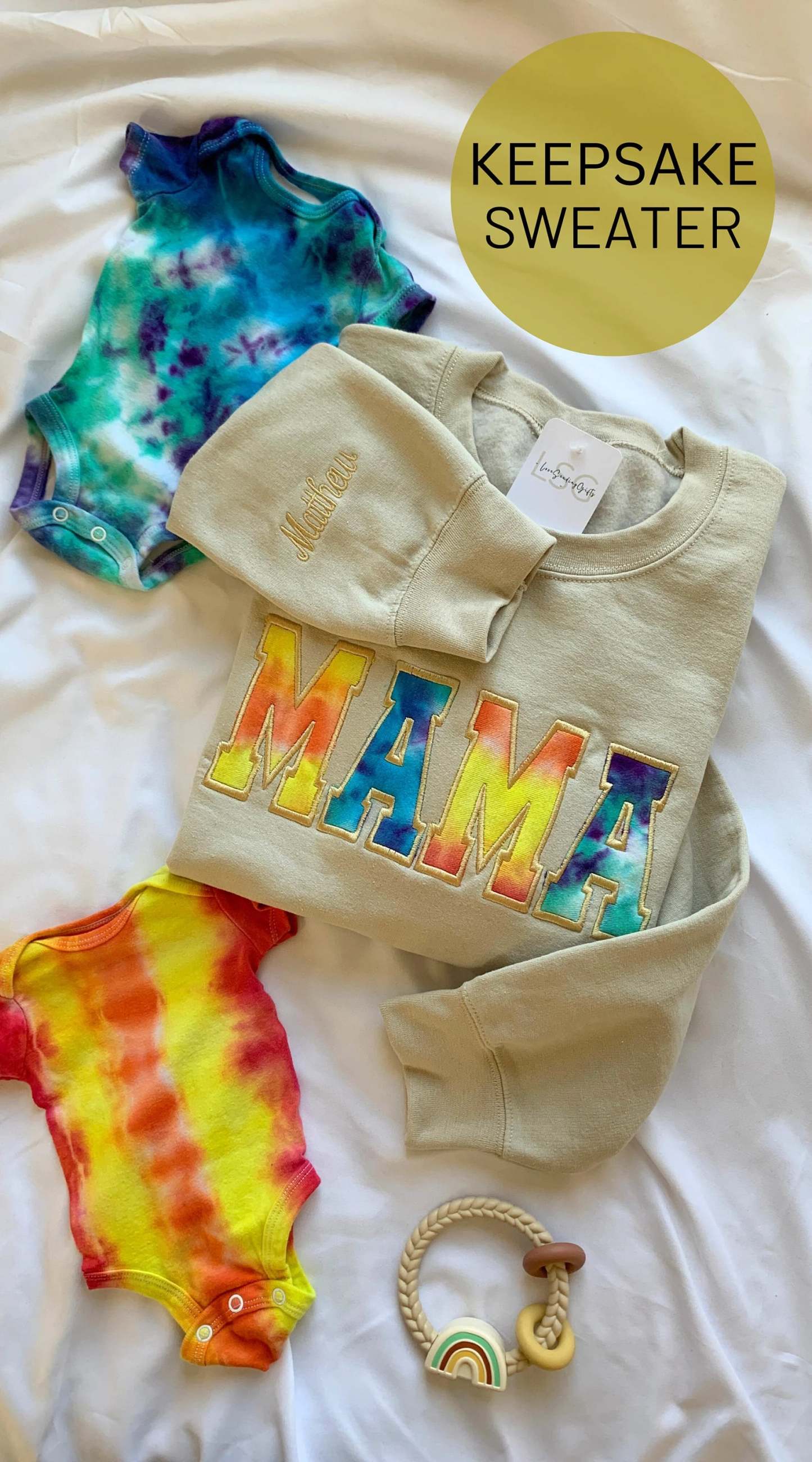 MAMA Keepsake Sweatshirt with Baby Clothes