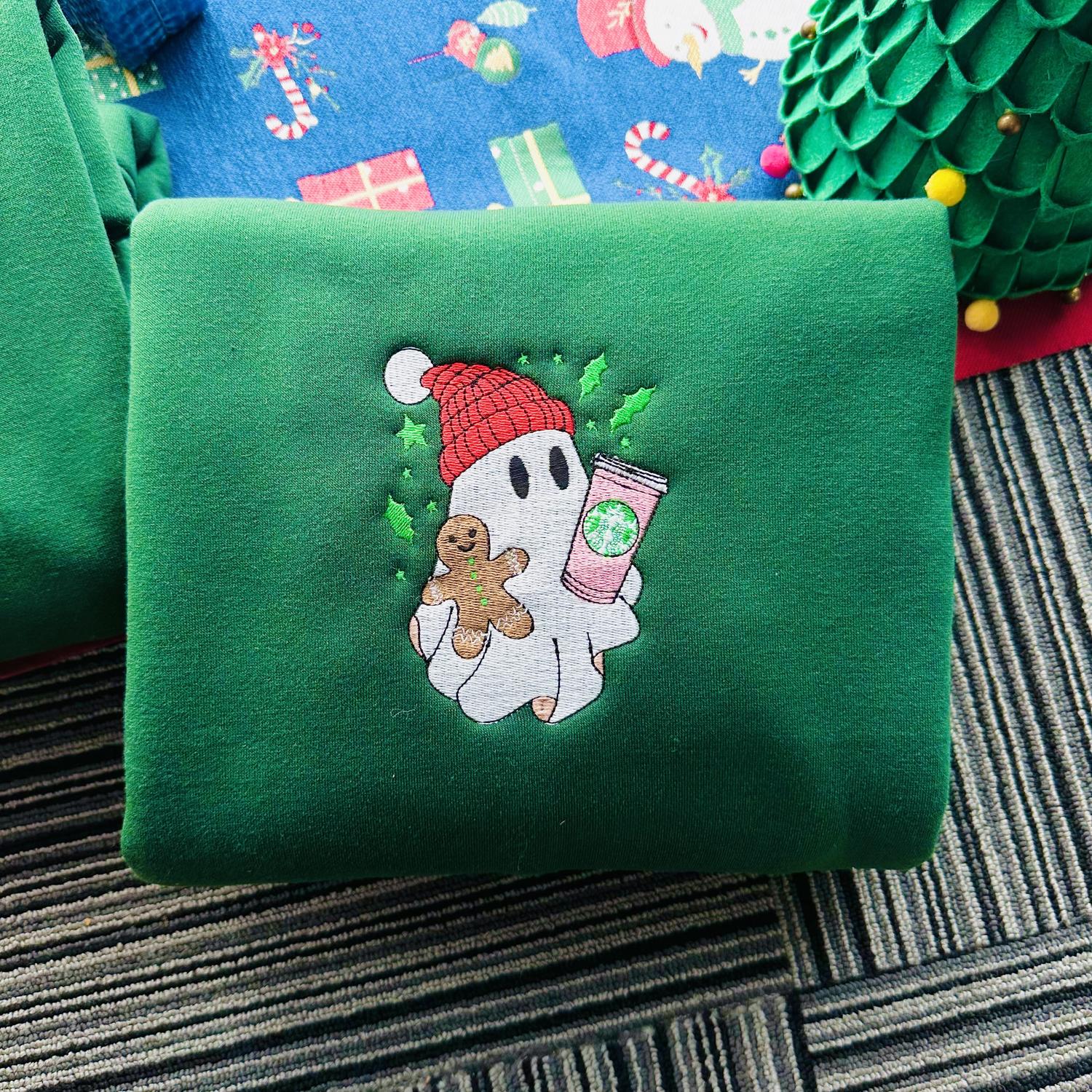 Christmas Ghost Embroidered Sweatshirt