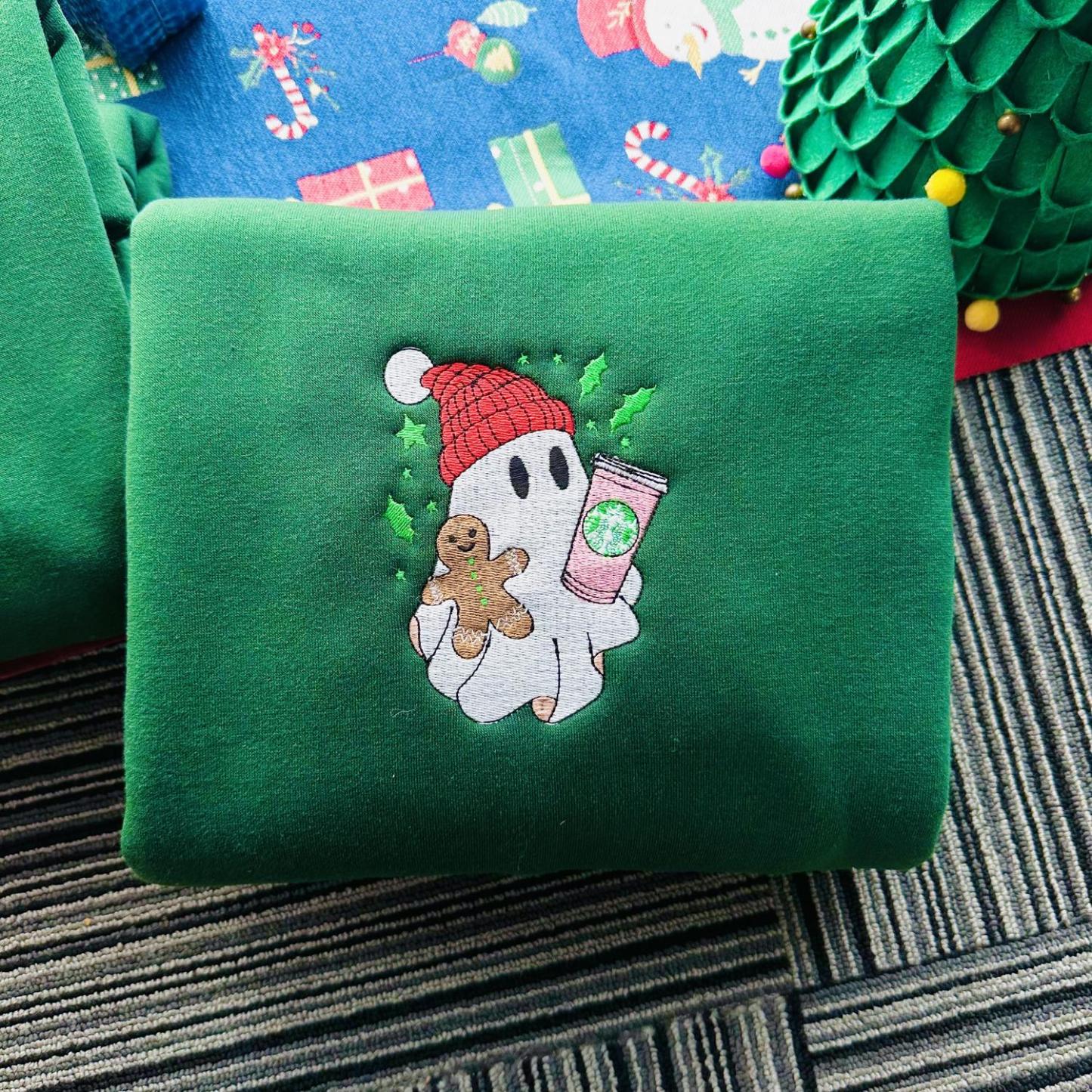 Christmas Ghost Embroidered Sweatshirt