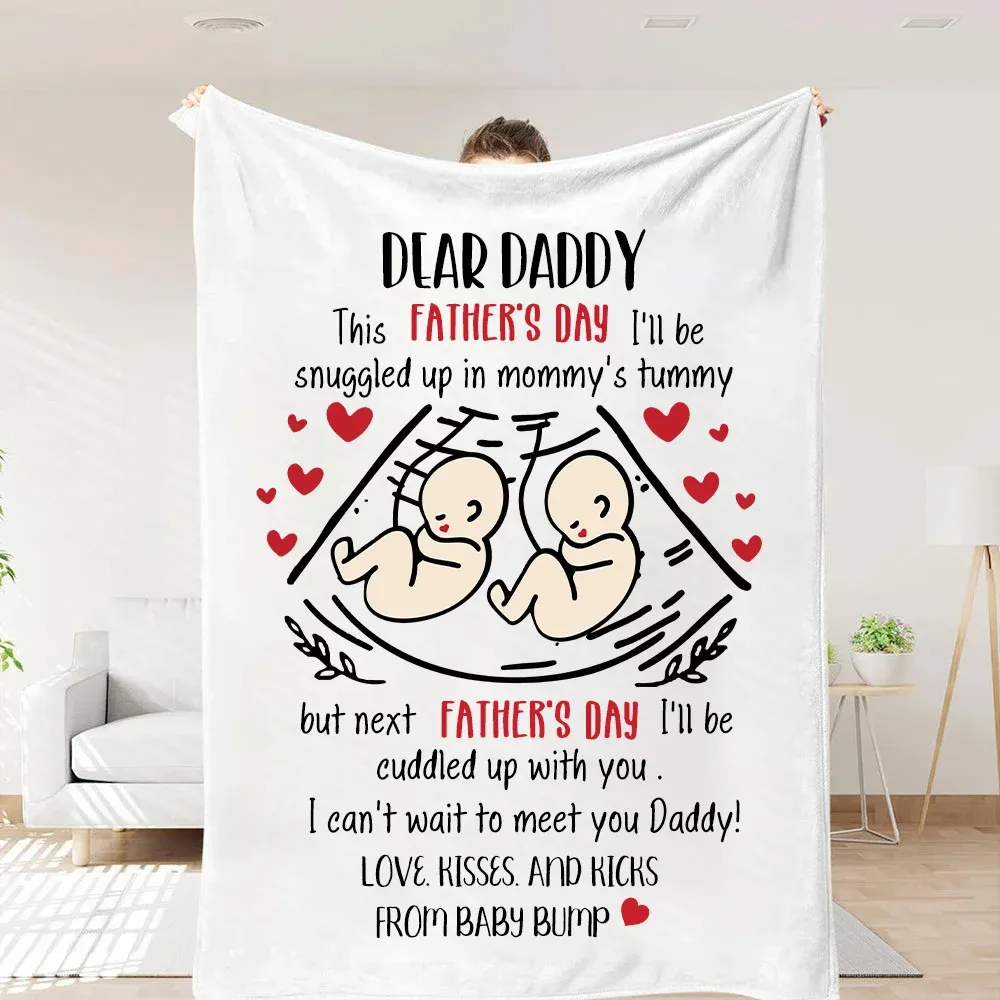 Dear Daddy Blanket, Happy Father's Day Blanket, Heart Blanket, Family Blanket