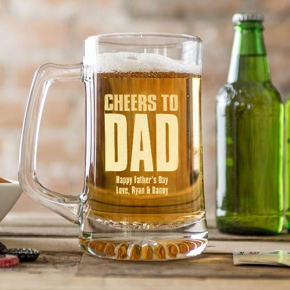 Cheers To Dad Personalized 25oz. Beer Mug, Gifts for Dad, Fathers Day Gifts, Personalized Gifts for Dad, Beer Gifts, Gifts for Men