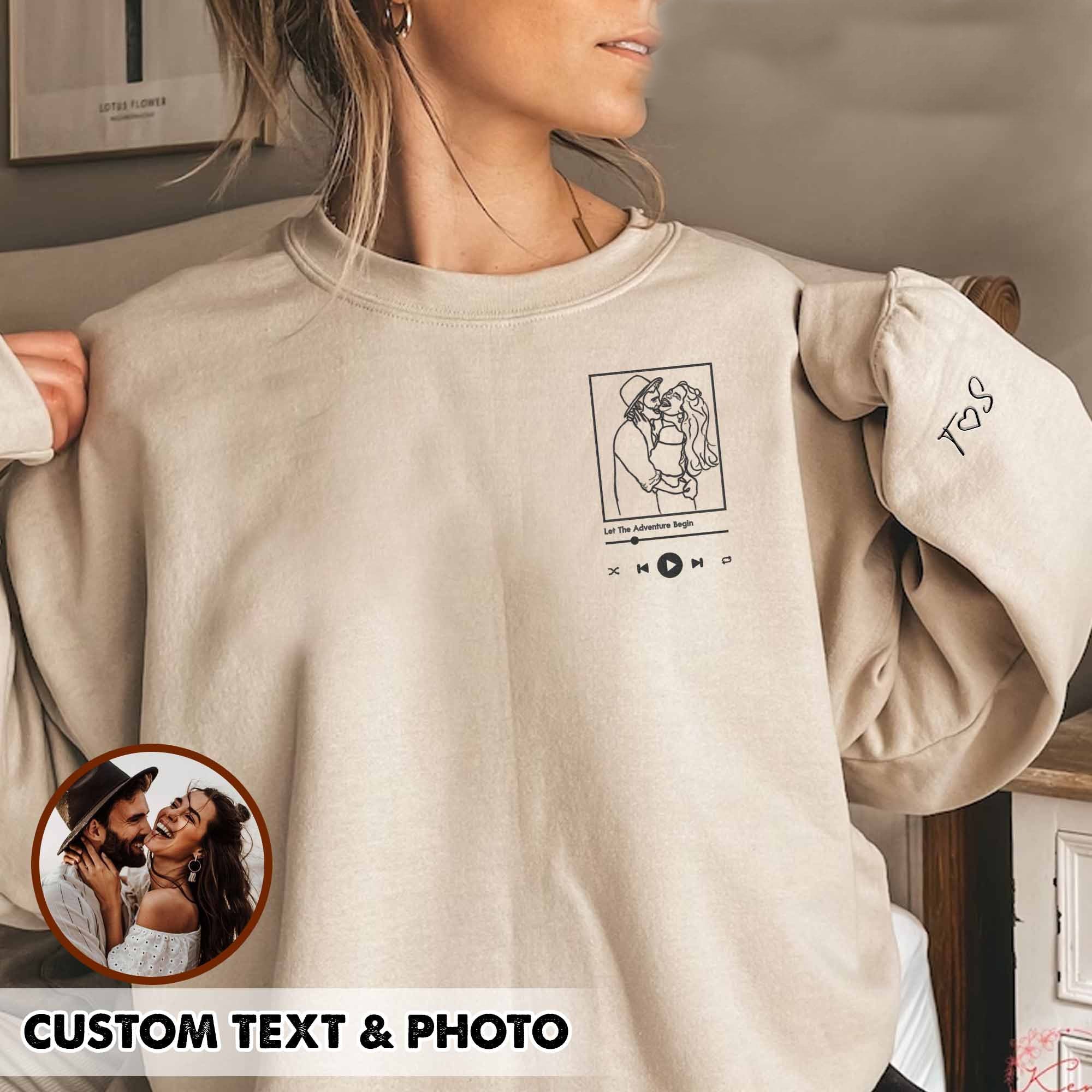Custom Photo Embroidery Sweatshirt Couple hoodie