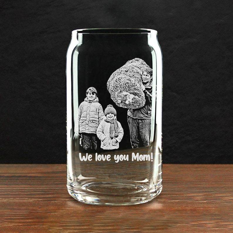 Custom Father's Day Gift for Dad, Engrave Your Favorite Photo on Whiskey Glass