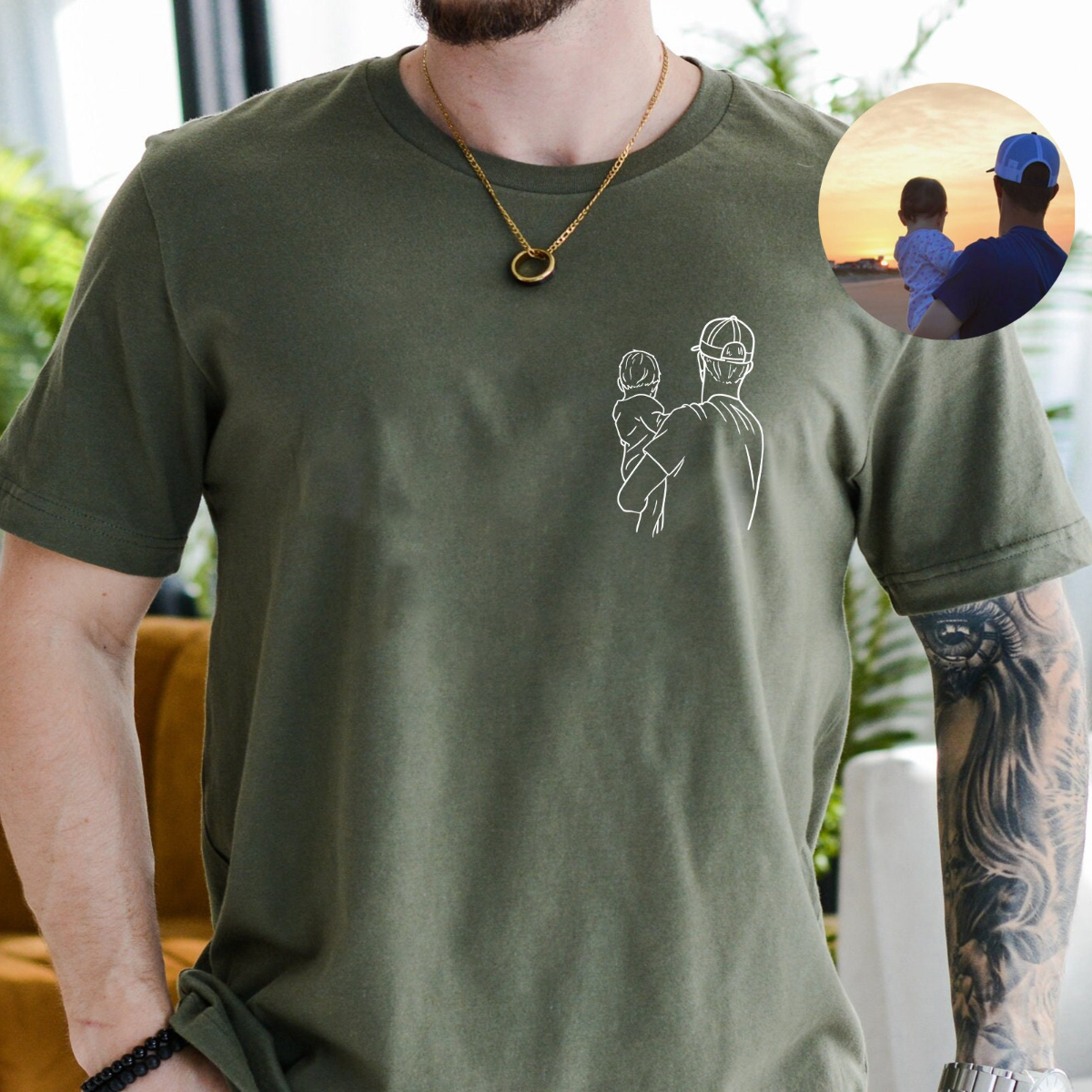 Custom Photo Portrait Printing Shirt - Gift For Dad