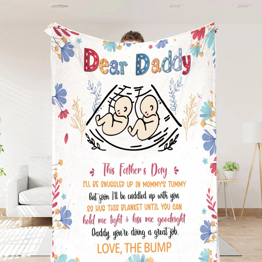 Dear Daddy Blanket, Happy Father's Day Blanket, Heart Blanket, Family Blanket，Soft Blanket