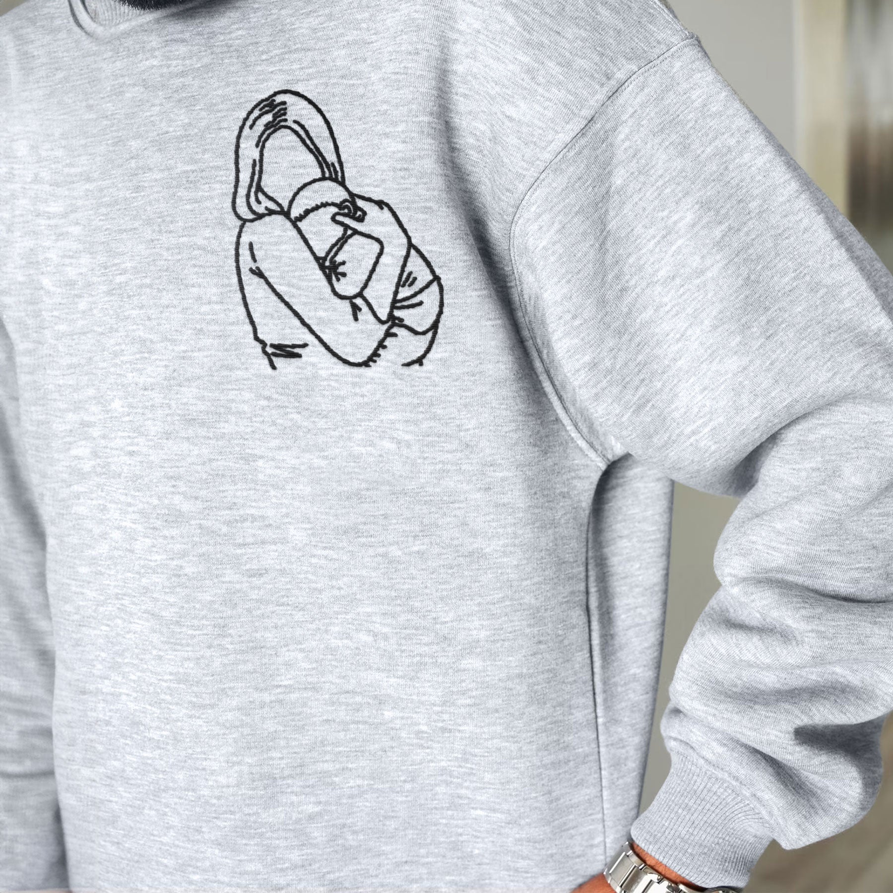 Custom Embroidered Photo Portrait Sweatshirt, Father's Day Gift Ideas,First Mom First Mother's Day