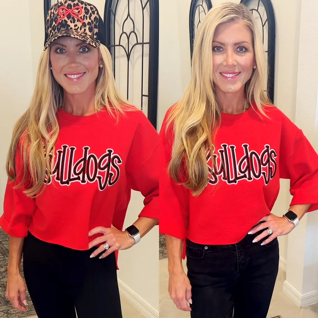 Custom Cropped Double 3D Puff Embroidered Sweatshirt