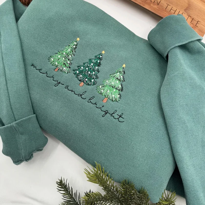 Merry and Bright Christmas Tree Sweatshirt