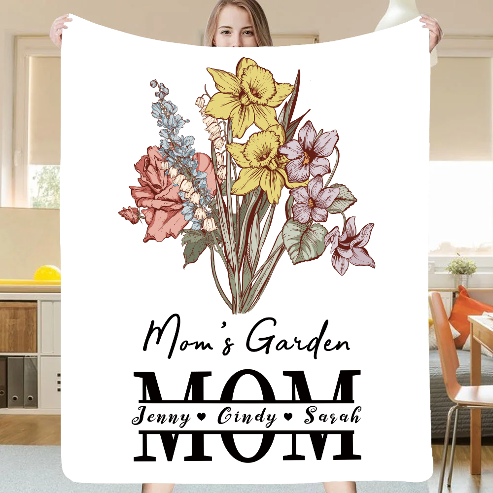 Mom's Garden With Large Nickname Customized  Blanket