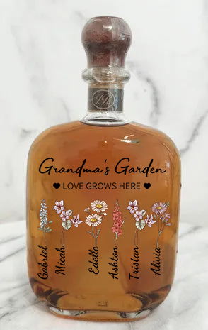 Custom Whiskey Bottles With Month Flowers